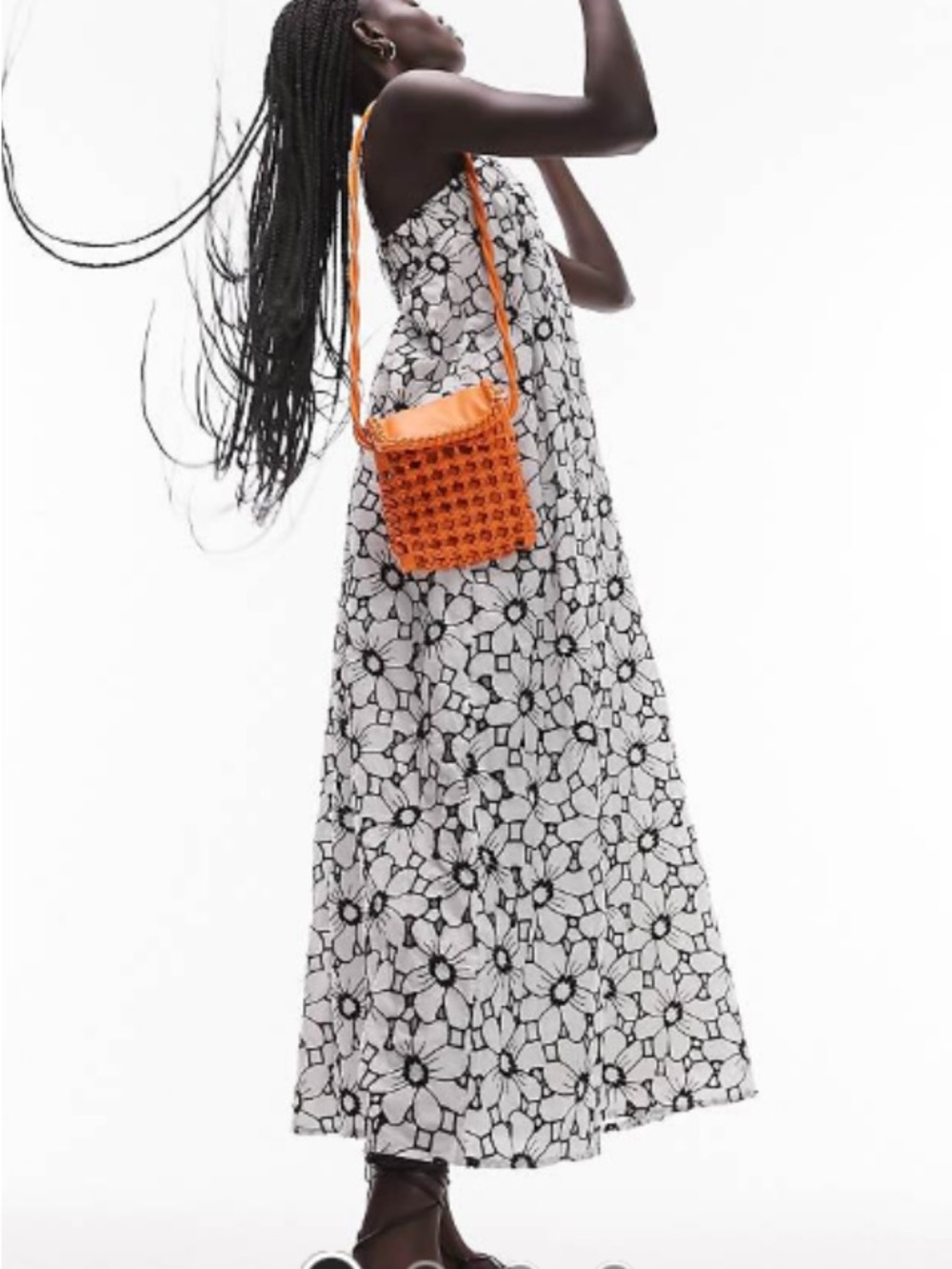 Topshop Black and White Eyelet  Chuck on Midi/Maxi  Dress in Mono NWT size 8-10